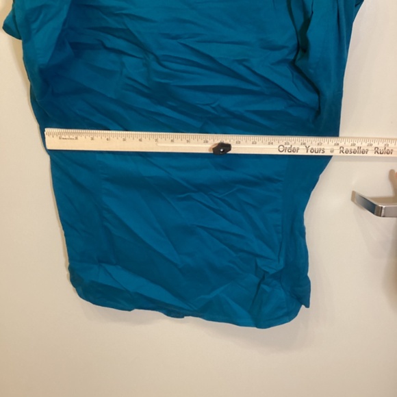 Zac & Rachel Top Womens Large Turquoise Button Front Shirt Stretch Cotton Blend - Picture 4 of 10